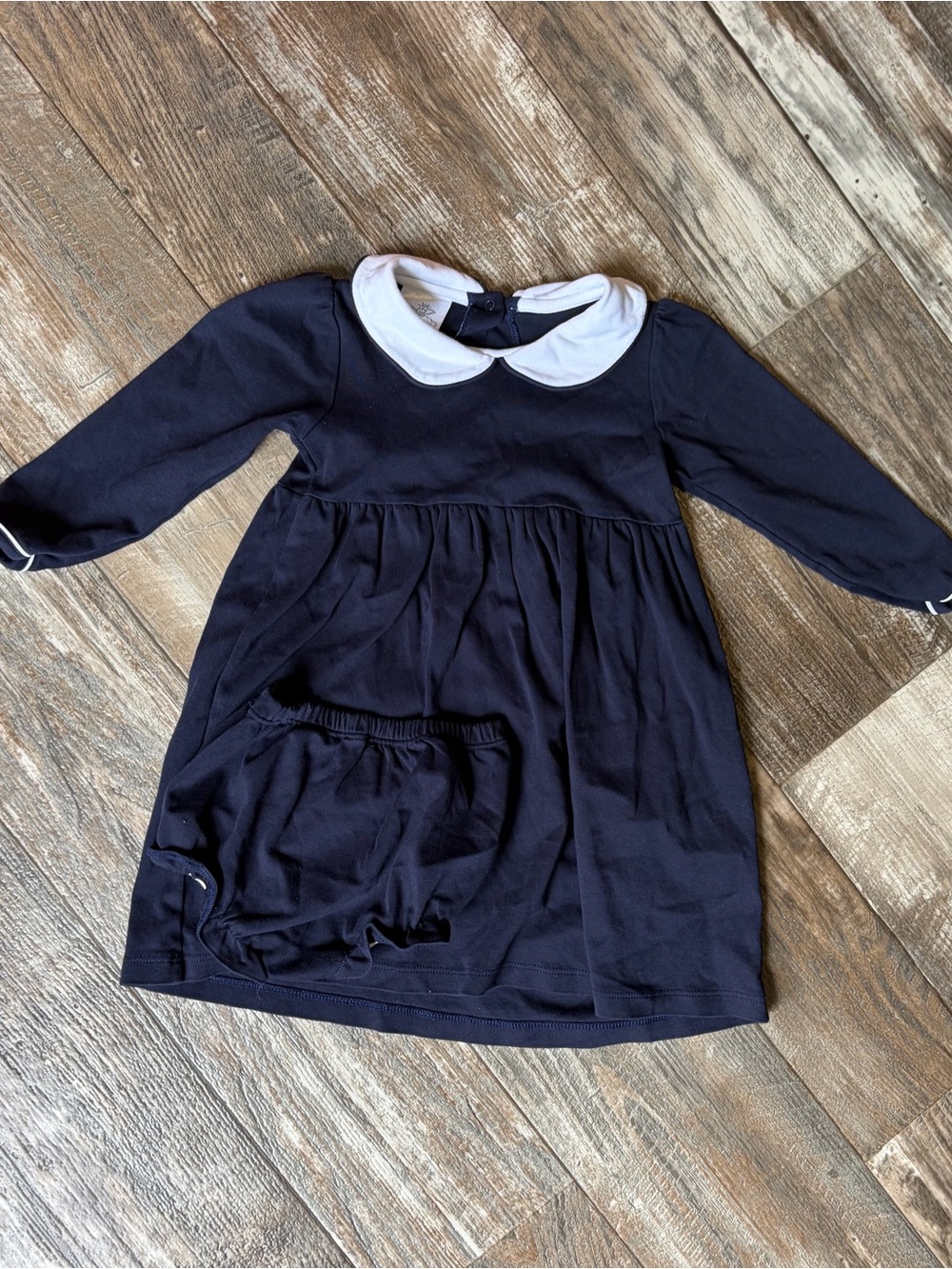 Girls Navy Dress with White Peter Pan Collar